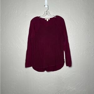 Michael Kors Women's Burgundy Ribbed Long Sleeve Tunic Top Size Large